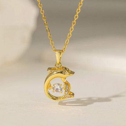 Titanium Steel Copper Plating Geometric Dolphin Shell Copper Necklaces