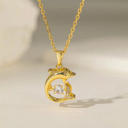 Titanium Steel Copper Plating Geometric Dolphin Shell Copper Necklaces