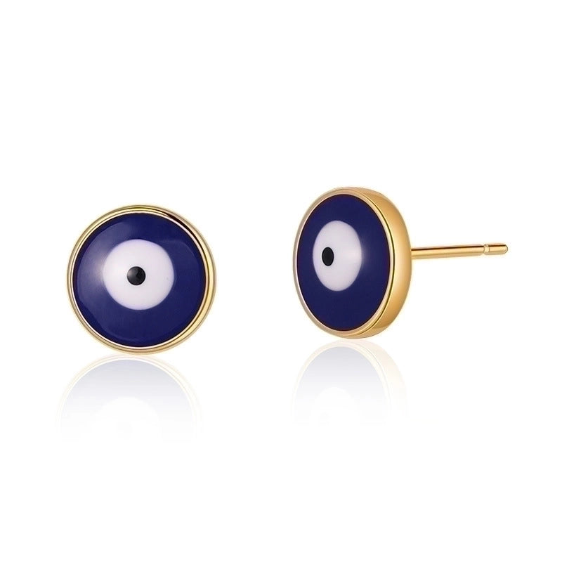 1 Pair Retro Sweet Triangle Devil\'s Eye Heart Shape Enamel Plating Inlay Copper Zircon 18k Gold Plated Ear Studs
