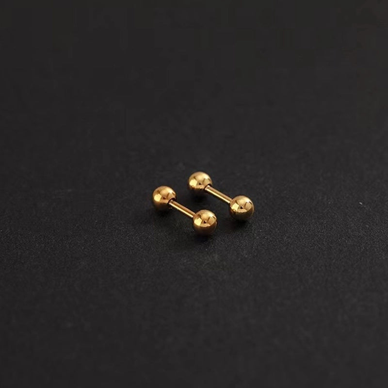 1 Pair Minimalist Round 304 Stainless Steel 18K Gold Plated Ear Studs