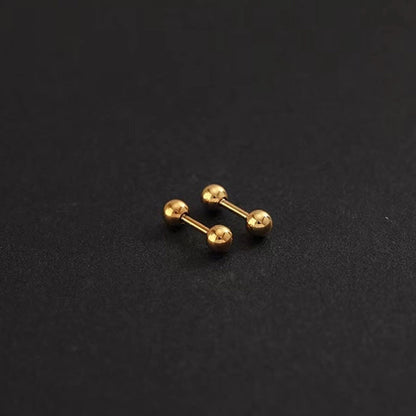 1 Pair Minimalist Round 304 Stainless Steel 18K Gold Plated Ear Studs