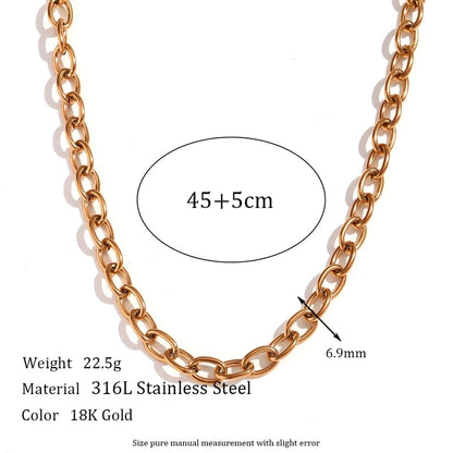 Basic Minimalist Classic Style Solid Color 304 Stainless Steel 18K Gold Plated Plating Necklace