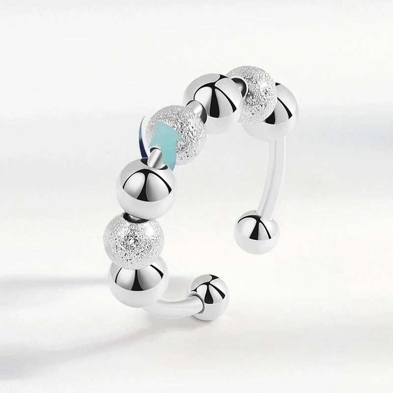 Simple Rotatable To Relieve Anti-anxiety Stress Copper Zircon Opening Ring Female