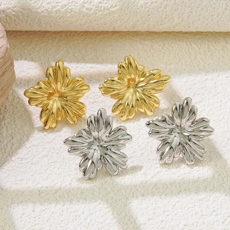 1 Pair IG Style French Style Flower 304 Stainless Steel Imitation Gold Ear Studs