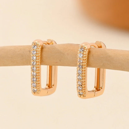 1 Pair Minimalist Solid Color Copper Zircon Earrings