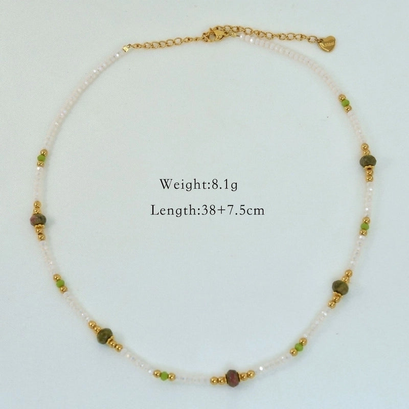 2 Pieces Hawaiian Bohemian Minimalist Geometric Freshwater Pearl Glass Titanium Steel Women\'S Necklace