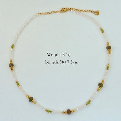 2 Pieces Hawaiian Bohemian Minimalist Geometric Freshwater Pearl Glass Titanium Steel Women\'S Necklace