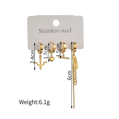 1 Set Minimalist Classic Style Heart Shape Inlay 304 Stainless Steel Rhinestones Drop Earrings