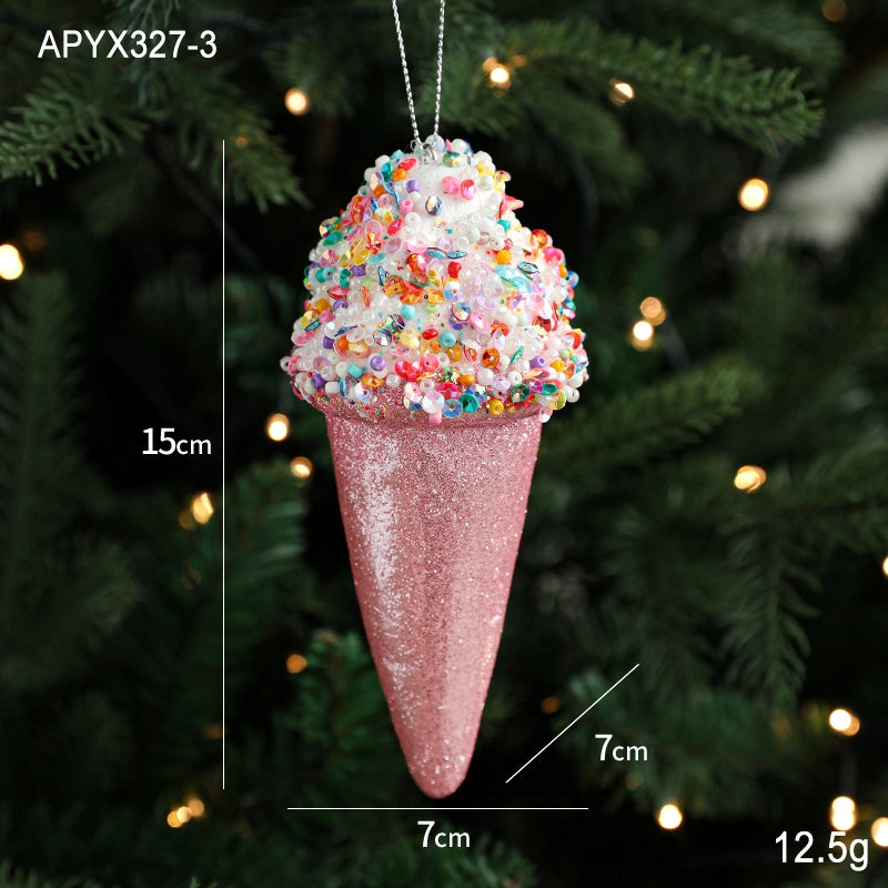 Christmas Cute Ice Cream Mushroom Foam Holiday Party Hanging Ornaments Decorations Hanging Ornaments