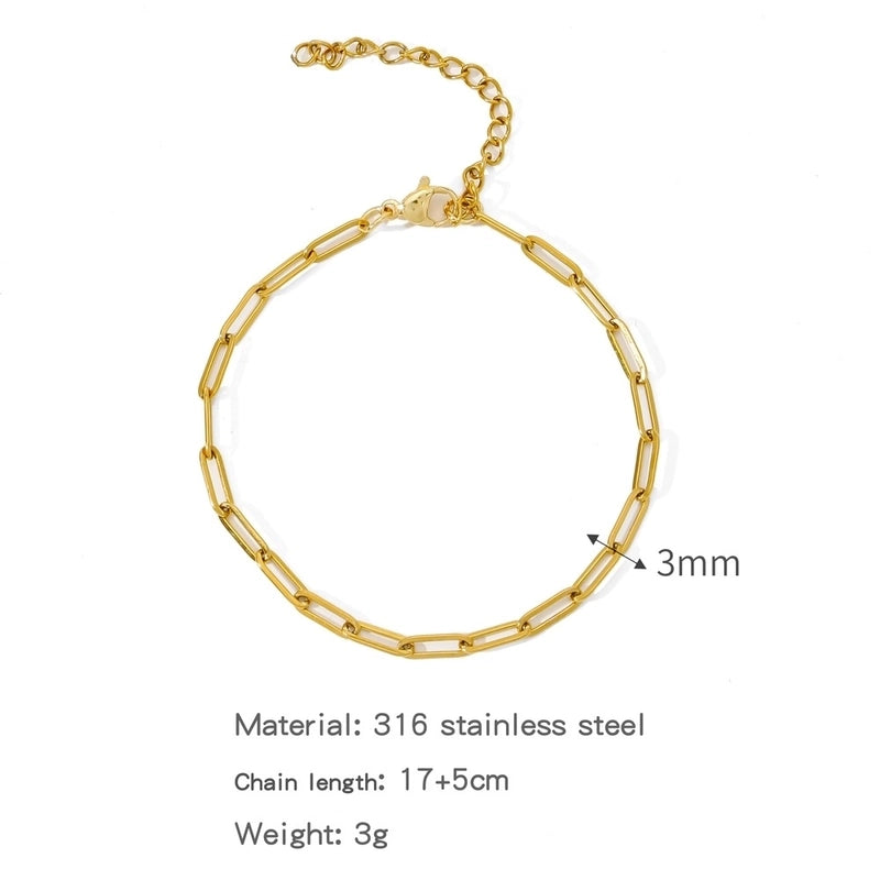 Minimalist Classic Style Geometric 304 Stainless Steel Cable Chain Snake Chain Bracelets In Bulk