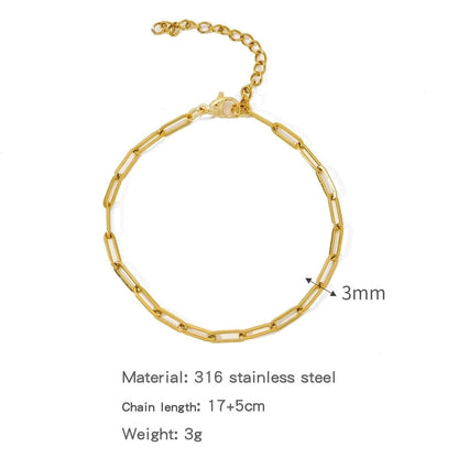 Minimalist Classic Style Geometric 304 Stainless Steel Cable Chain Snake Chain Bracelets In Bulk