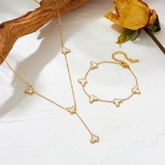 Retro Minimalist Irregular Titanium Steel Inlay Artificial Gemstones Earrings Necklace