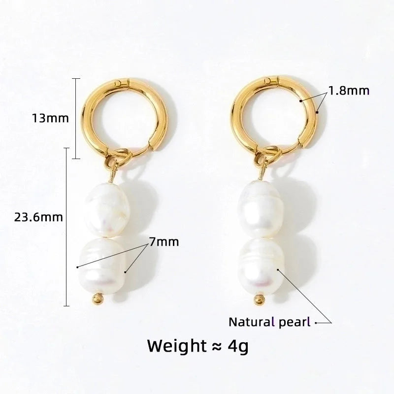 3 Pieces Fashion Solid Color 304 Stainless Steel Freshwater Pearl No Inlaid 16K Gold Plated White Gold Plated Gold Plated Drop Earrings