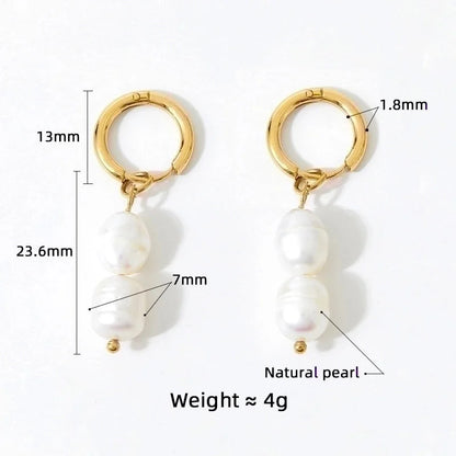 3 Pieces Fashion Solid Color 304 Stainless Steel Freshwater Pearl No Inlaid 16K Gold Plated White Gold Plated Gold Plated Drop Earrings