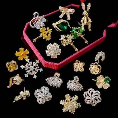 Sweet Pin Rabbit Swan Snowflake Copper Plating Women's Brooches