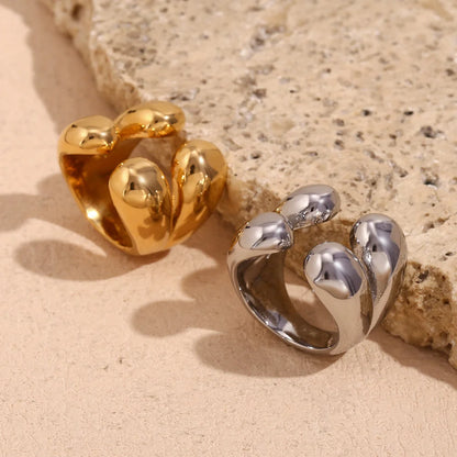 Expressive Fashion Circle Droplet Stainless Steel 18K Gold Plated Rings