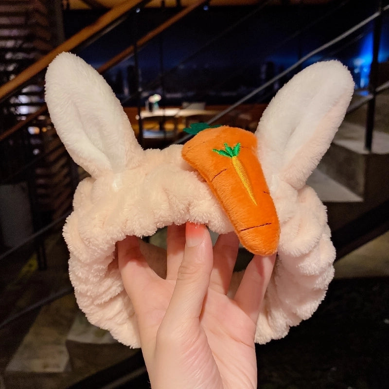 Cat Ears Hair Band Hair Band Korean Plush Internet Celebrity Rabbit Ear Hair Accessories Bow Face Wash Hair Band