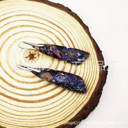 1 Pair Classic Style Water Droplets Patchwork Agate Drop Earrings