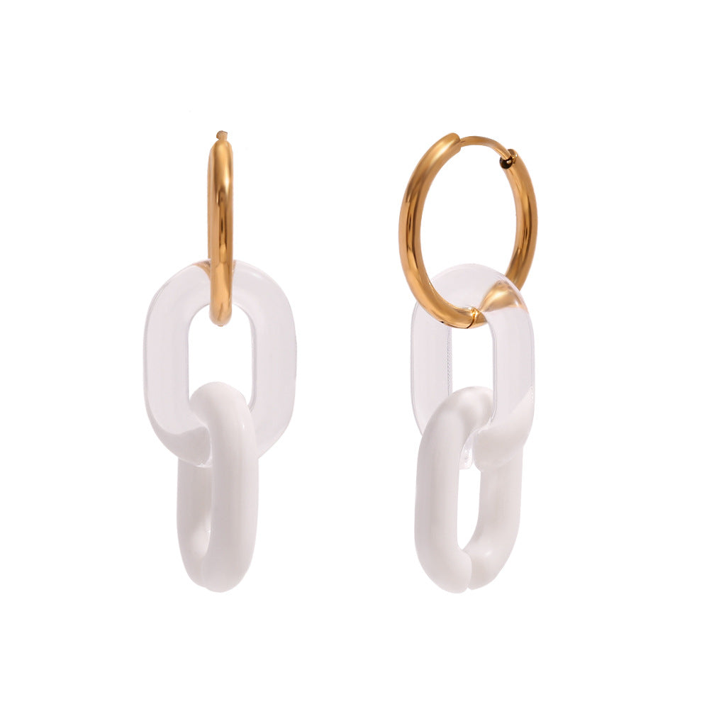 Fashion Ellipse Circle Geometric Acrylic 18K Gold Plated Earrings