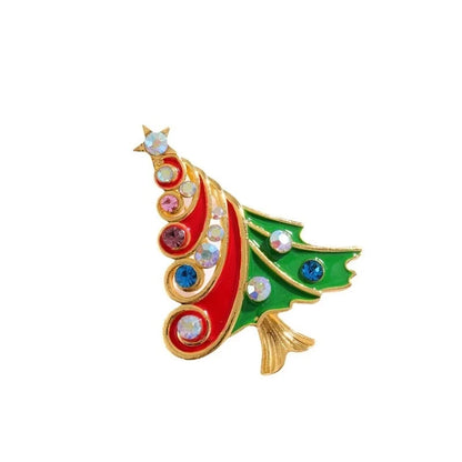 Cute Pin Christmas Tree Wreath Zinc Alloy Enamel Plating Inlay Rhinestones Unisex Brooches