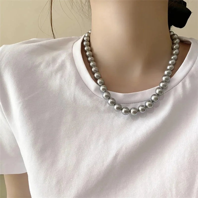 Elegant Minimalist Geometric 304 Stainless Steel Artificial Pearl Necklace