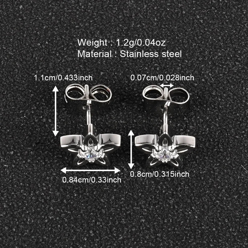 1 Pair Minimalist Classic Style Heart Shape Butterfly Deer Polishing Inlay 304 Stainless Steel Zircon 18K Gold Plated Ear Studs