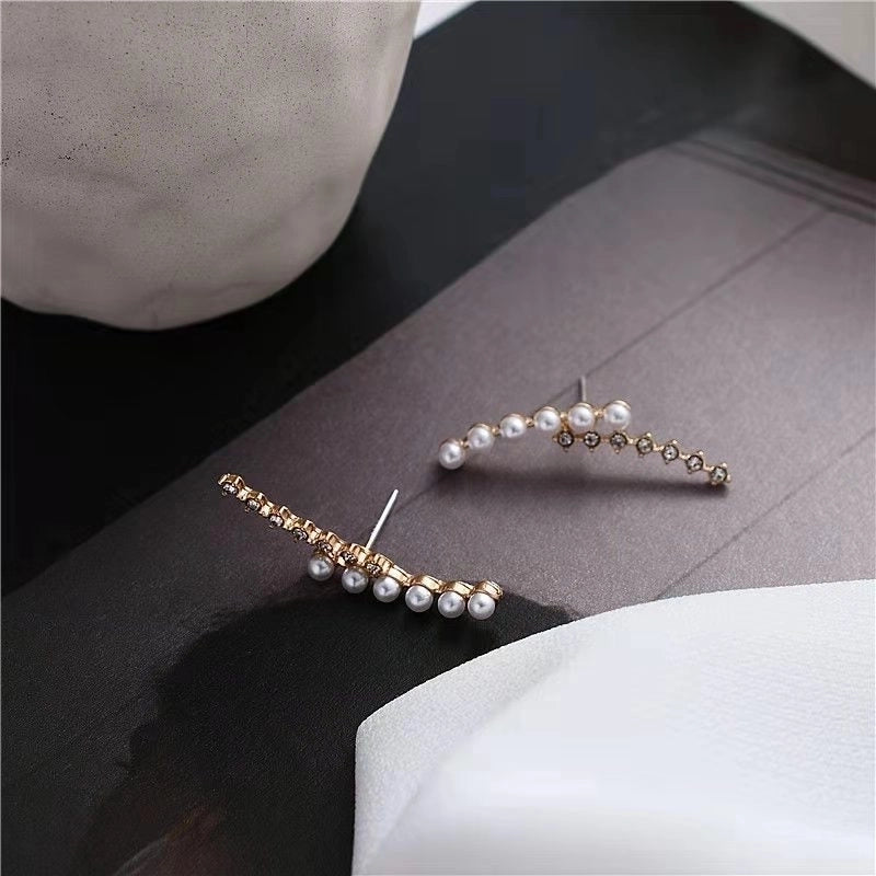 1 Pair Minimalist Round Inlay Alloy Pearl Zircon Drop Earrings