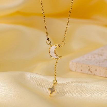 Titanium Steel Copper Plating Heart Shape Flower Bow Knot Pendant Necklace