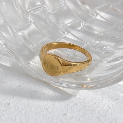 Fashion Letter 304 Stainless Steel No Inlaid 18K Gold Plated Rings