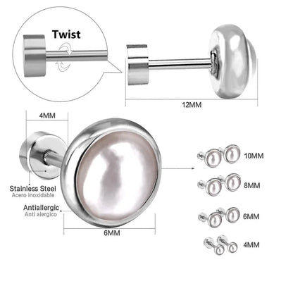 Retro Geometric Stainless Steel Artificial Pearls Ear Studs 1 Pair