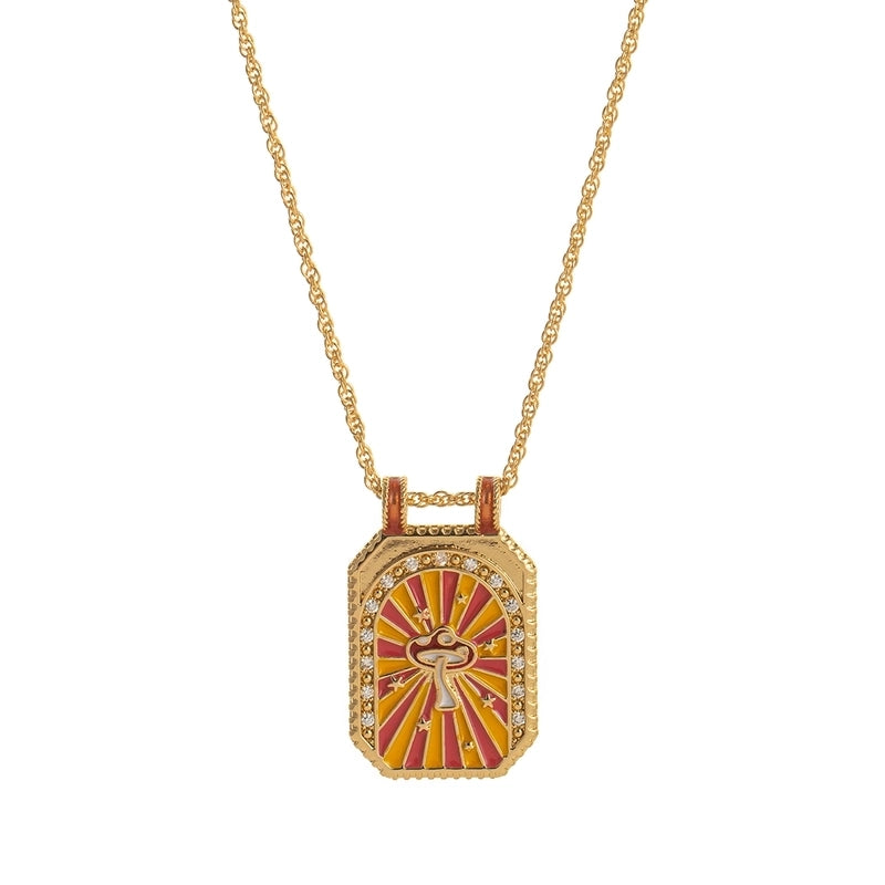 Copper Gold Plated Enamel Tarot Pendant Necklace