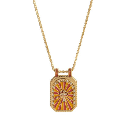 Copper Gold Plated Enamel Tarot Pendant Necklace