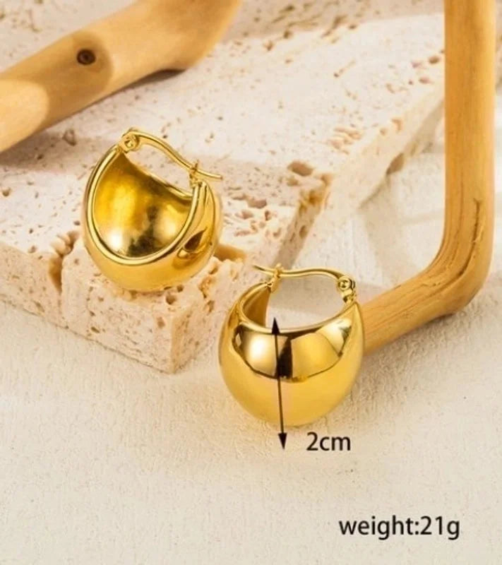 1 Pair Ig Style Minimalist Streetwear C Shape Semicircle Plating Stainless Steel 18k Gold Plated Ear Studs