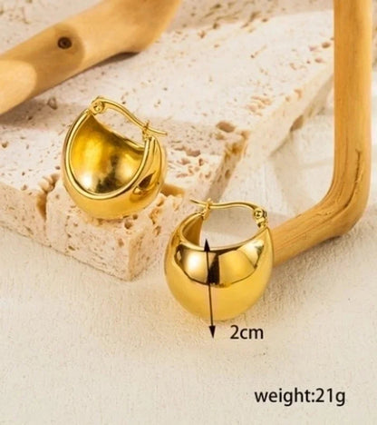 1 Pair Ig Style Minimalist Streetwear C Shape Semicircle Plating Stainless Steel 18k Gold Plated Ear Studs