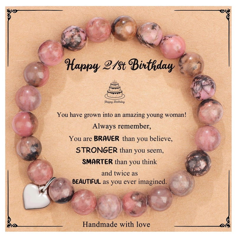 New Natural Stone Beaded Bracelet Birthday Christmas Gift Emperor Stone Powder Zebra Bracelet