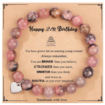 New Natural Stone Beaded Bracelet Birthday Christmas Gift Emperor Stone Powder Zebra Bracelet