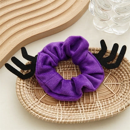 Halloween Christmas Fashion Women'S Solid Color Flannel Hair Tie