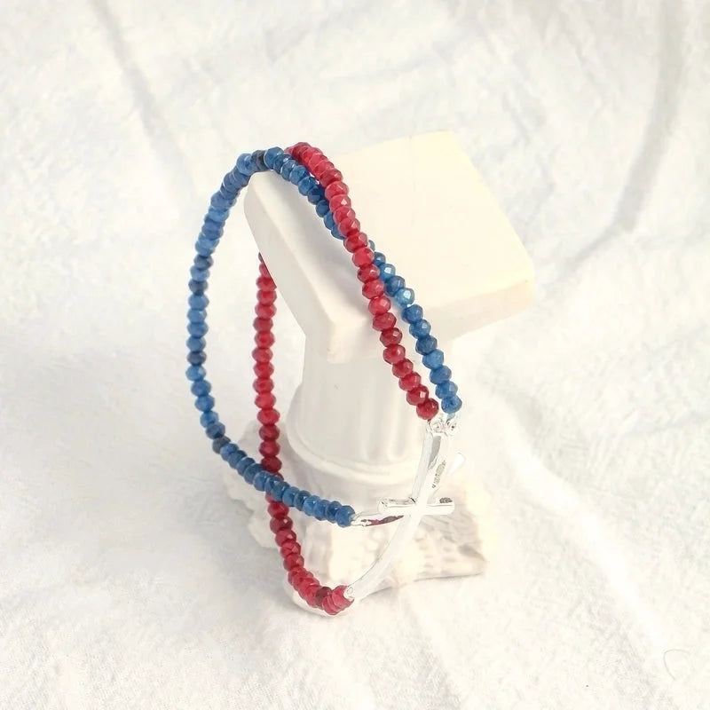 Minimalist Cross Beaded Copper Bracelets