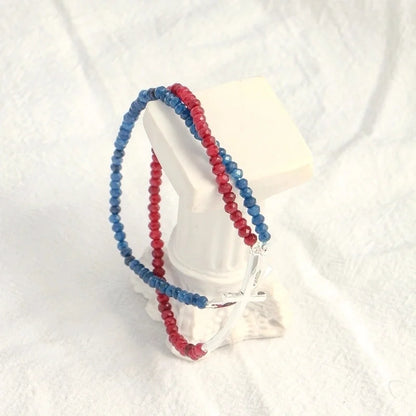 Minimalist Cross Beaded Copper Bracelets