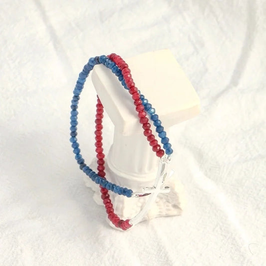 Minimalist Cross Beaded Copper Bracelets