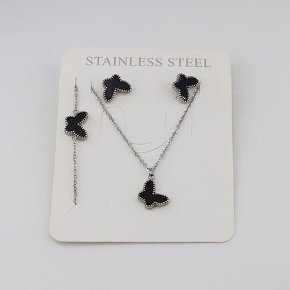3 Pieces Casual Sweet Classic Style Butterfly 304 Stainless Steel Gold Plated Bracelets Earrings Necklace