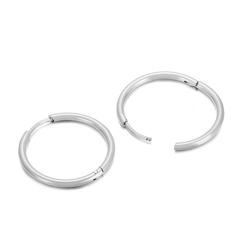 1 Pair Streetwear Solid Color Titanium Steel 18K Gold Plated Hoop Earrings