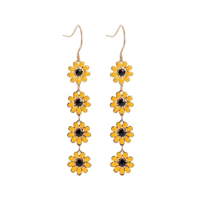 1 Pair Pastoral Daisy Copper Gold Plated Dangling Earrings