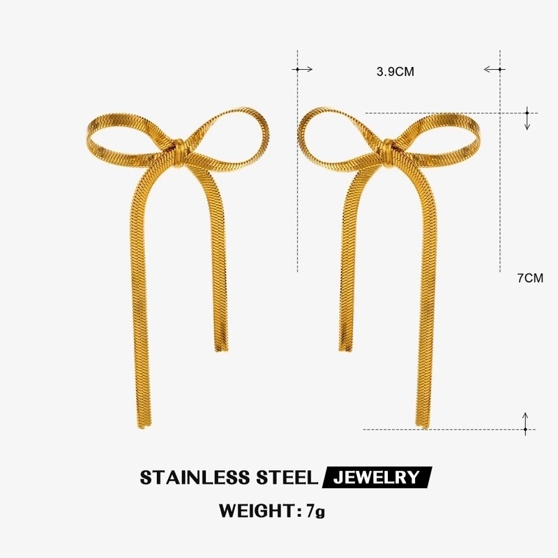 1 Pair Sweet Minimalist Heart Shape Bow Knot Polishing Pearl 304 Stainless Steel Artificial Pearls 18K Gold Plated Drop Earrings