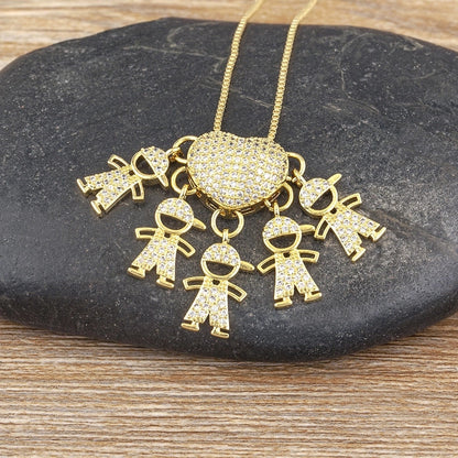 2 Pieces Exaggerated Novelty Modern Style Human Copper Plating Inlay 18K Gold Plated Zircon Pendant Necklace