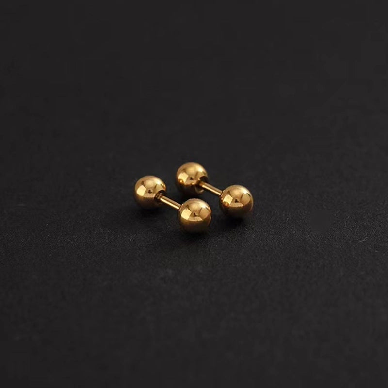 1 Pair Minimalist Round 304 Stainless Steel 18K Gold Plated Ear Studs