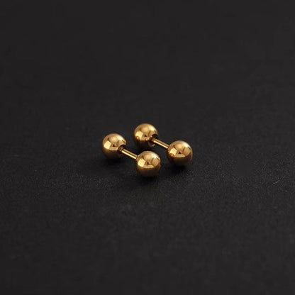 1 Pair Minimalist Round 304 Stainless Steel 18K Gold Plated Ear Studs