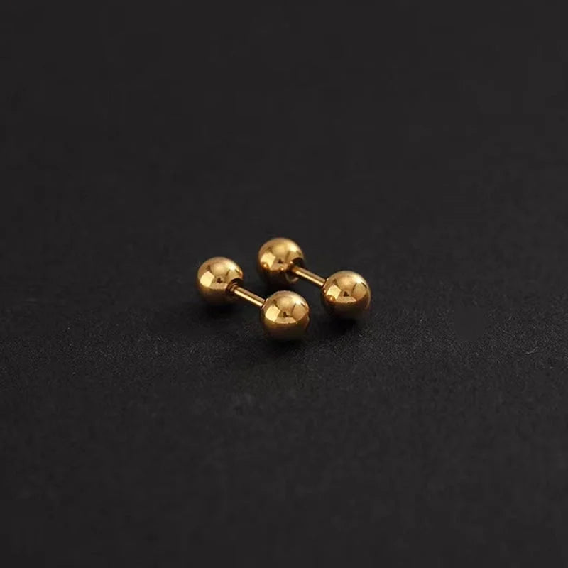 1 Pair Minimalist Round 304 Stainless Steel 18K Gold Plated Ear Studs