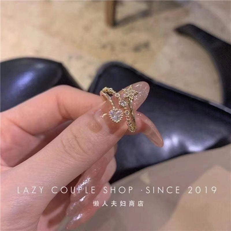 Minimalist Butterfly Copper Butterfly Inlay Zircon Open Ring