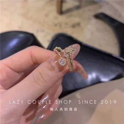 Minimalist Butterfly Copper Butterfly Inlay Zircon Open Ring
